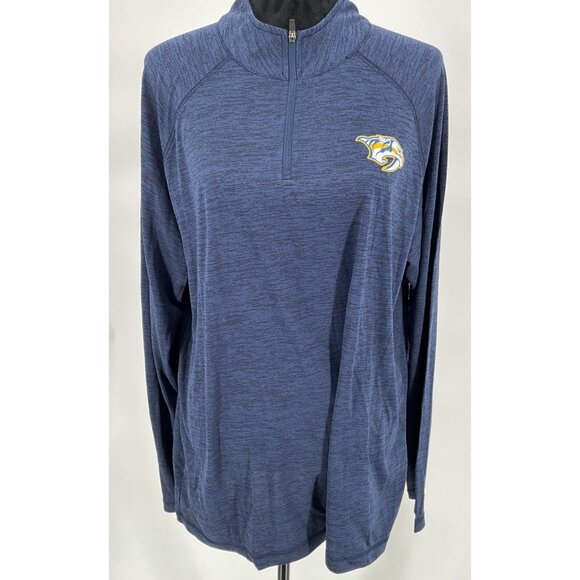 Navy‎ Blue Fanatics NHL Nashville Predators Mens 1/4 Zip Pullover XL Polyester - Picture 1 of 6